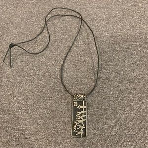 Vintage Alice Seely Pewter Pendant Necklace on Leather Chain